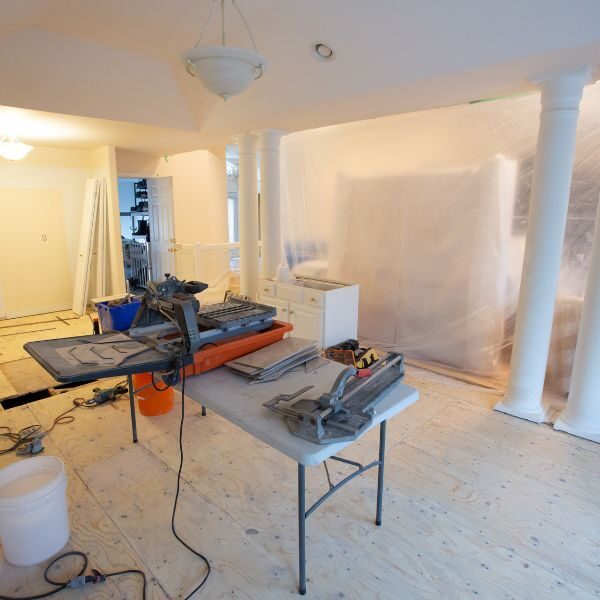A home being renovated prior to a post construction cleaning.
