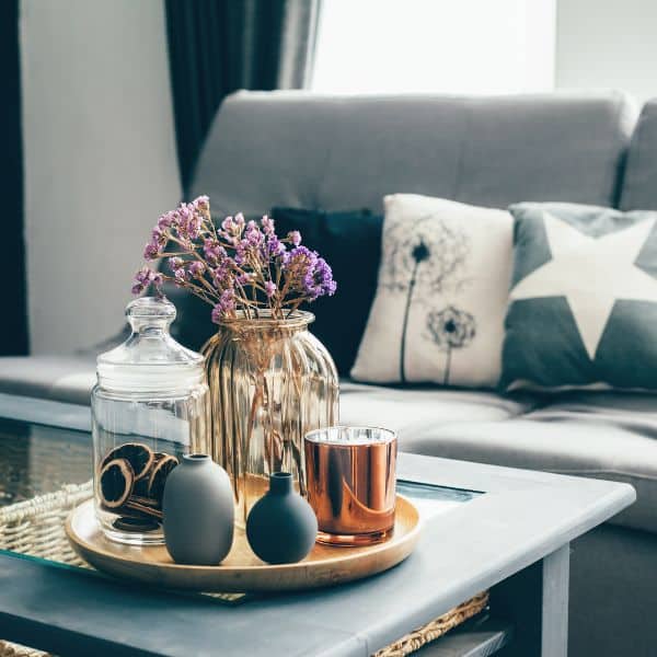 A clean living room after a deep cleaning service.