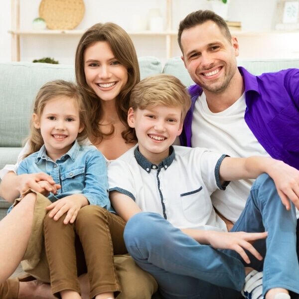 A happy family because they hired a professional cleaning service
